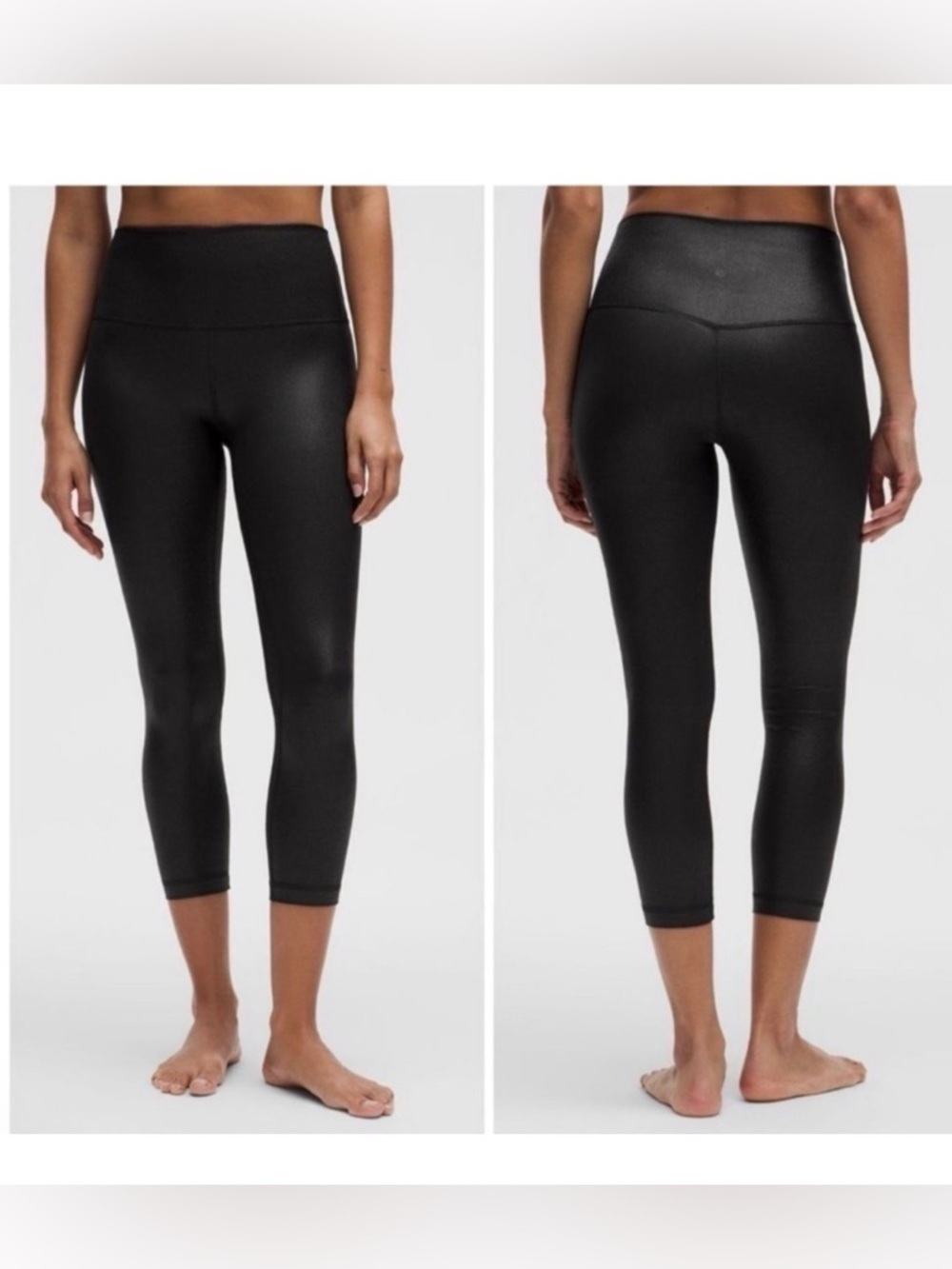 Lululemon Align High-Rise Crop Leggings Shine Radiate Foil Print Black